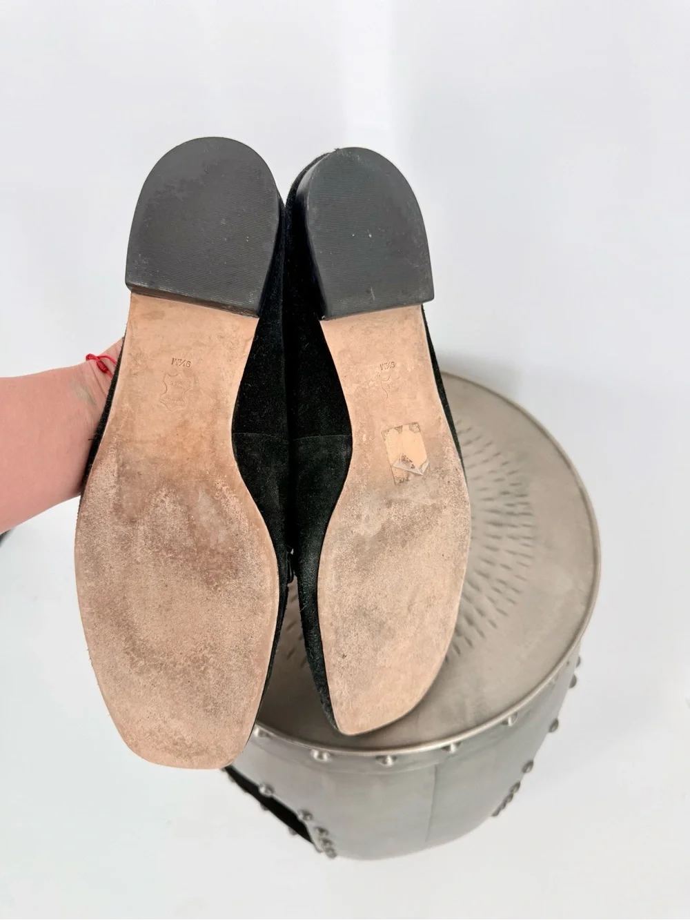 Tory Burch Black Suede Logo Loafers Gold Hardware Women’s Size 9.5